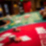 Elegant baccarat table with cards and chips