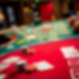 Elegant baccarat table with cards and chips