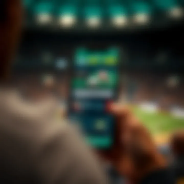 Visual representation of mobile betting interface