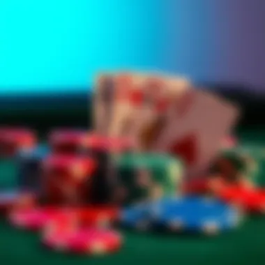 A collection of chips and cards symbolizing online gambling