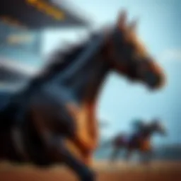 Majestic racehorse in full stride