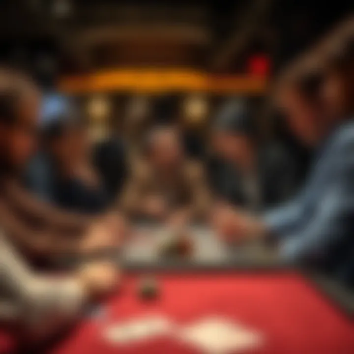 Engagement and Tension: The Dynamics of Card Games in Casinos Dramatic lighting highlighting a group of players engaged in a card game