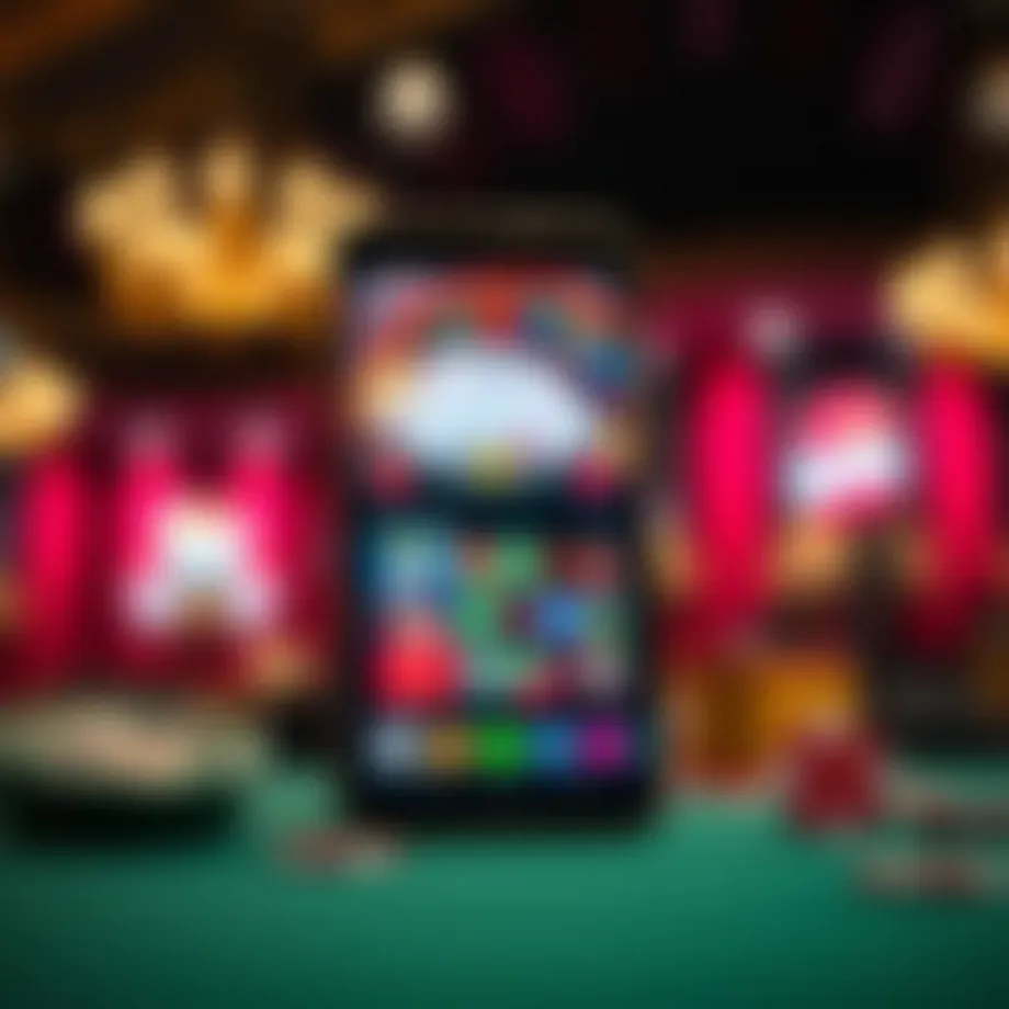 A sleek smartphone displaying a vibrant mobile casino interface