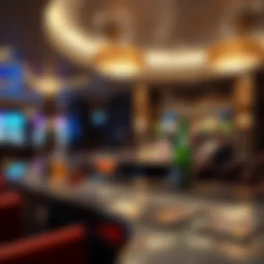 A sleek bar area within a casino offering diverse refreshments and ambiance