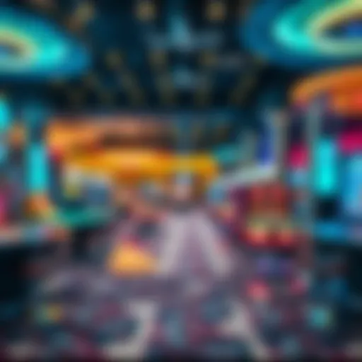 A luxurious casino floor showcasing modern gaming tables and vibrant lighting