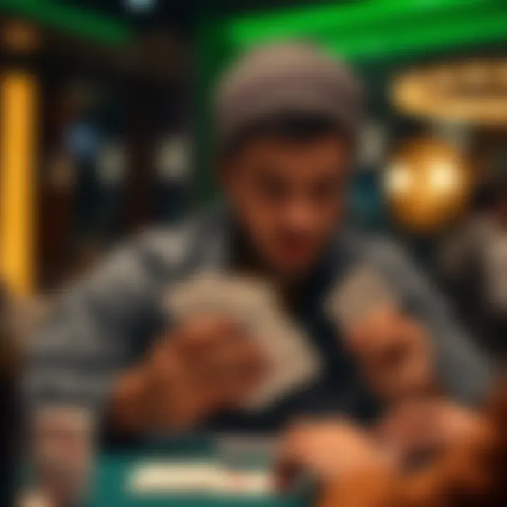 Analyzing Cards for Better Decisions A player analyzing cards and making decisions.