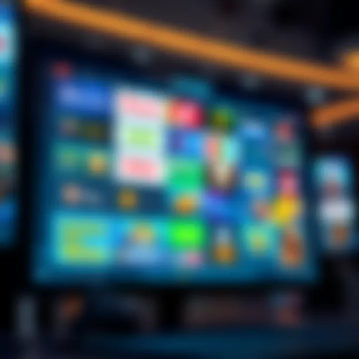 A digital interface displaying various online gambling platforms