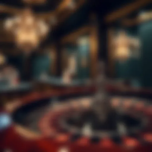 An elegant roulette wheel in a luxurious casino setting