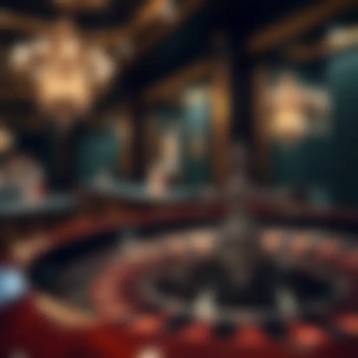 An elegant roulette wheel in a luxurious casino setting