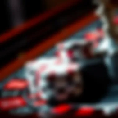 Close-up of roulette chips ready for a game