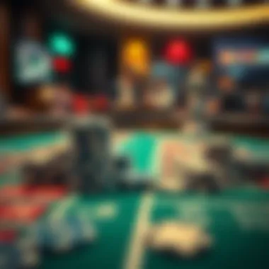 Strategic Betting Chips Display A close-up of roulette chips arranged on a betting table