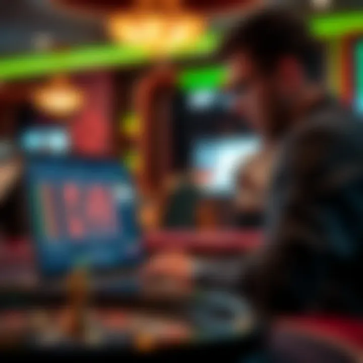 Immersive Online Gaming Experience A player engaged in an online roulette game on a laptop