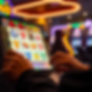 User Interaction with Online Slots Player engaging with online slot interface on a device