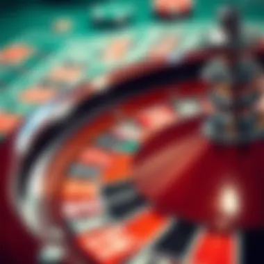 A close-up of a roulette layout displaying numbers and betting sections