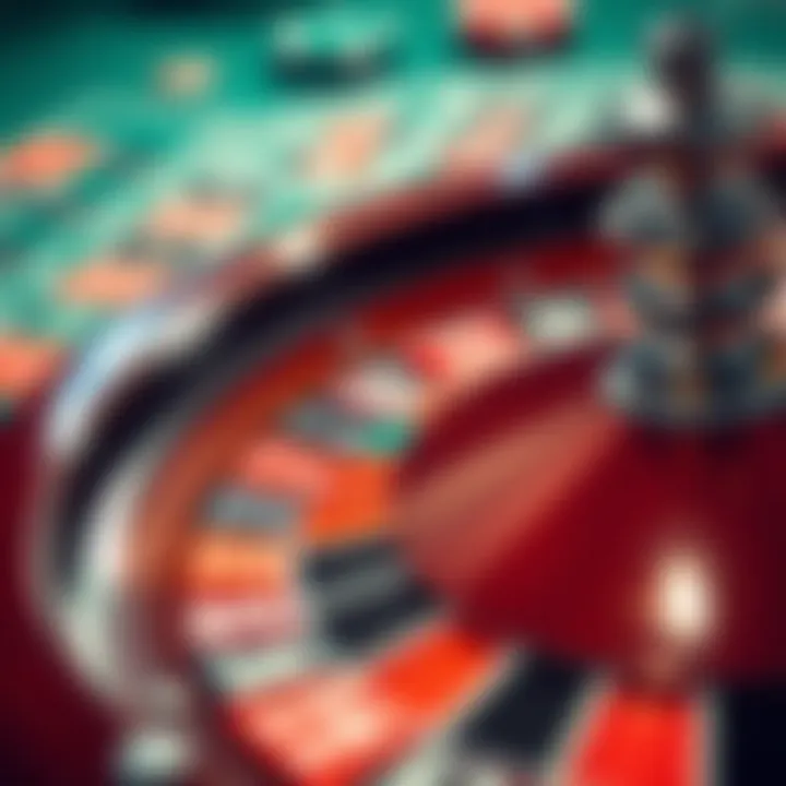 A close-up of a roulette layout displaying numbers and betting sections