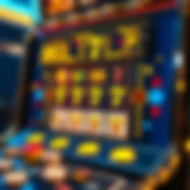 An artistic representation of a virtual slot machine interface with digital elements.